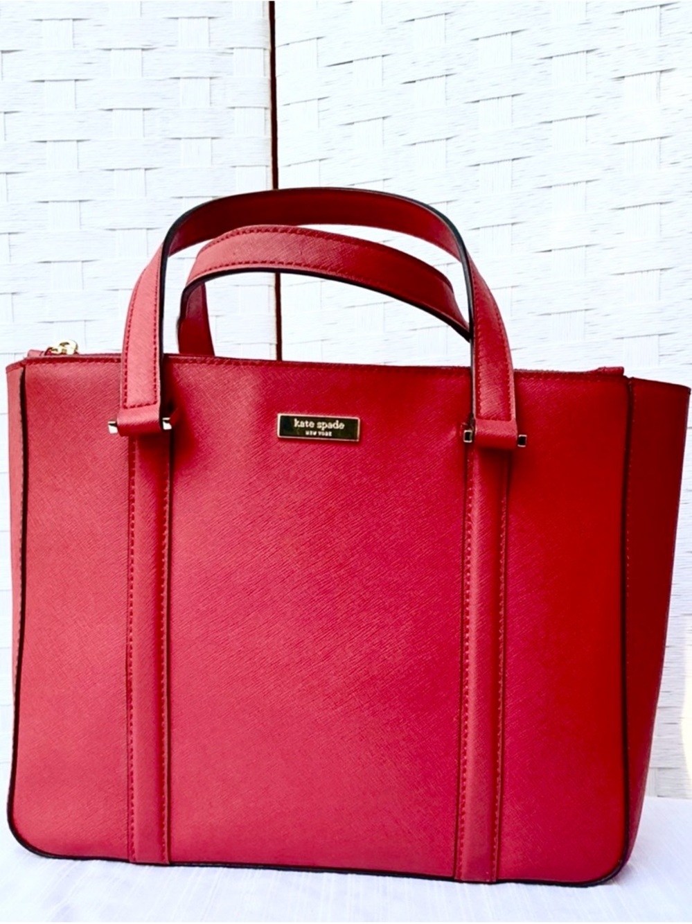 Kate Spade Tote Bag Red Safiano Leather